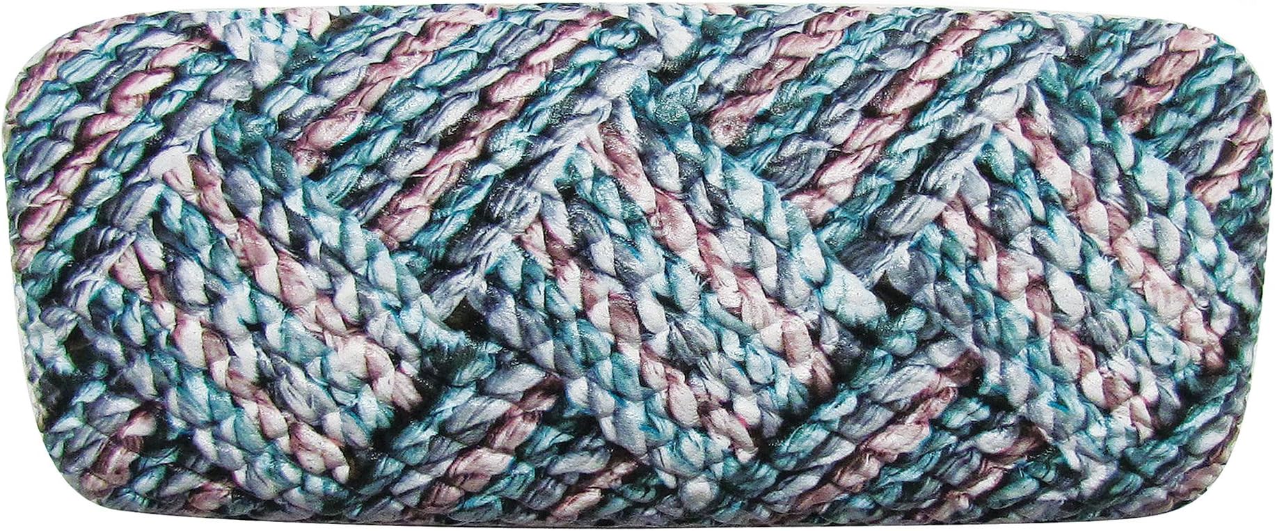 Glasses Case For Men & Women, Hard Shell Eyeglass Case, Textured Woven Braid, Blue