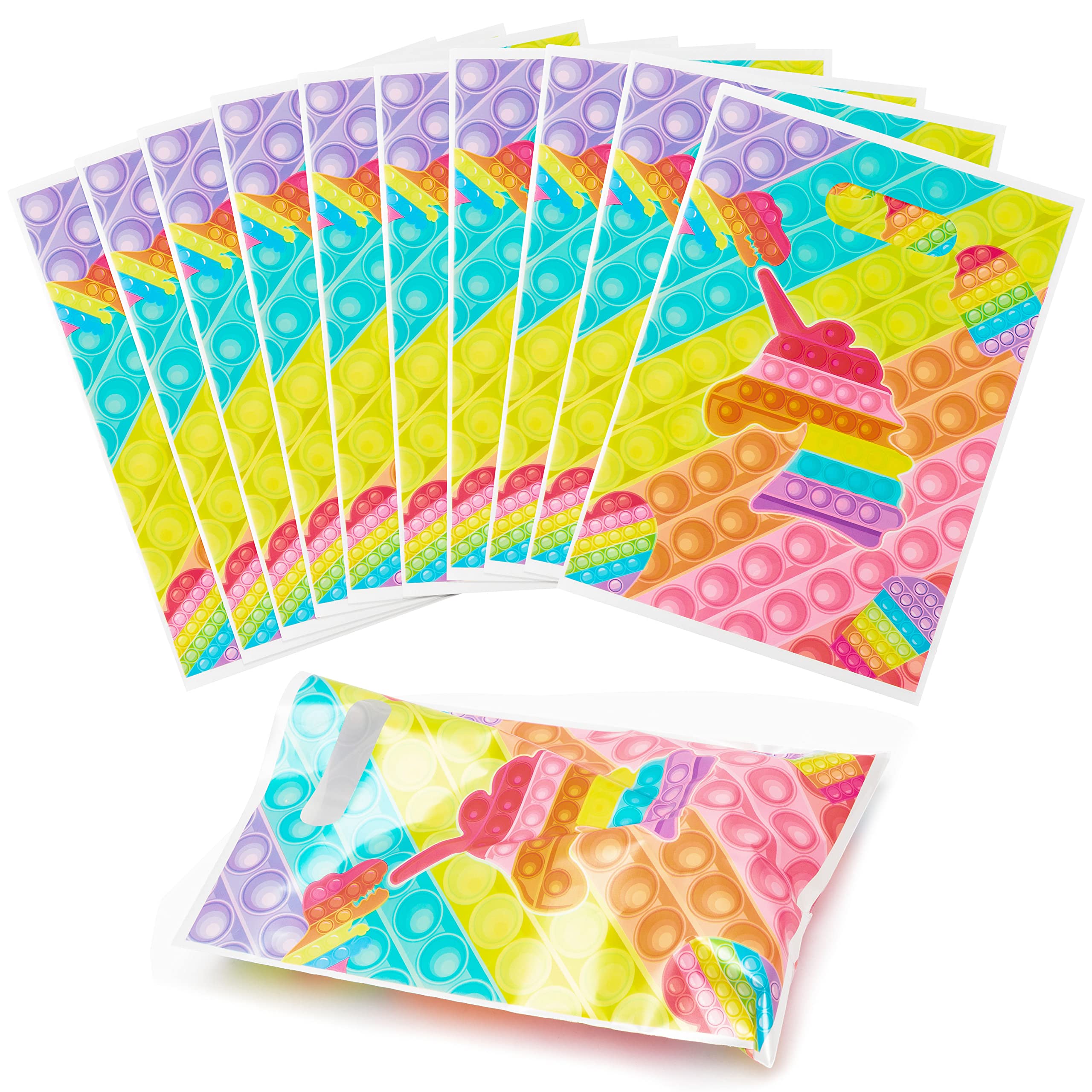 A2zrem 50pcs Pop Fidget Toy Gift Bags for Kids, Macaron Pastel Party