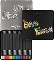 Vista 4 de Faber-Castell Lápices para colorear Black Edition, lata de 24 latas de 12