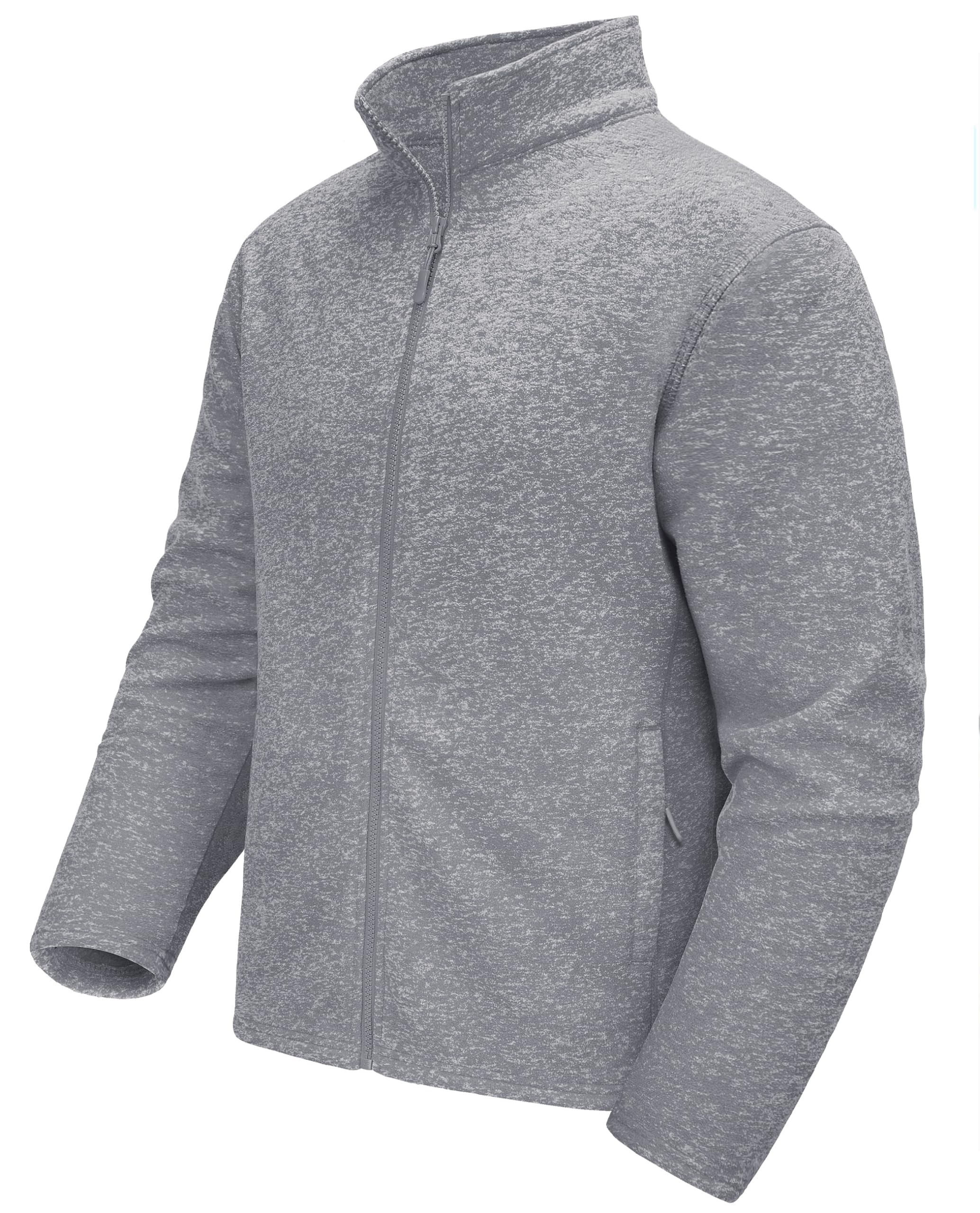 Mens Fleece Jacket Full Zip Lightweight Warm Winter Outdoor Casual Jacket Work Fleece Tops with Zip Pockets
