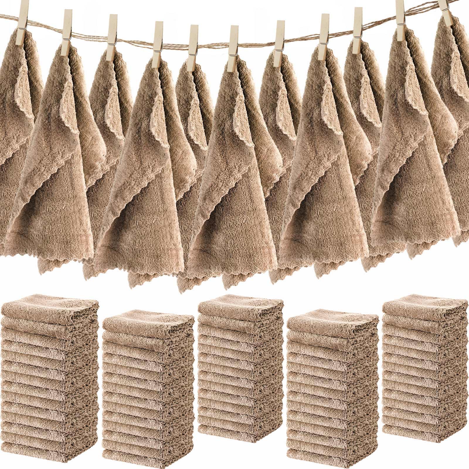 Newwiee 100 paños de baño de secado rápido a granel, 12 x 12 pulgadas, toallas faciales de microfibra suave para tu cuerpo, toallas faciales para spa (café)