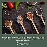 Vista 5 de ALWAYS AZUL POTTERY Soporte de cuchara de 9.5 pulgadas de largo en diseño de alce 3 y esmalte Moonscape – Accesorios de utensilios de cocina