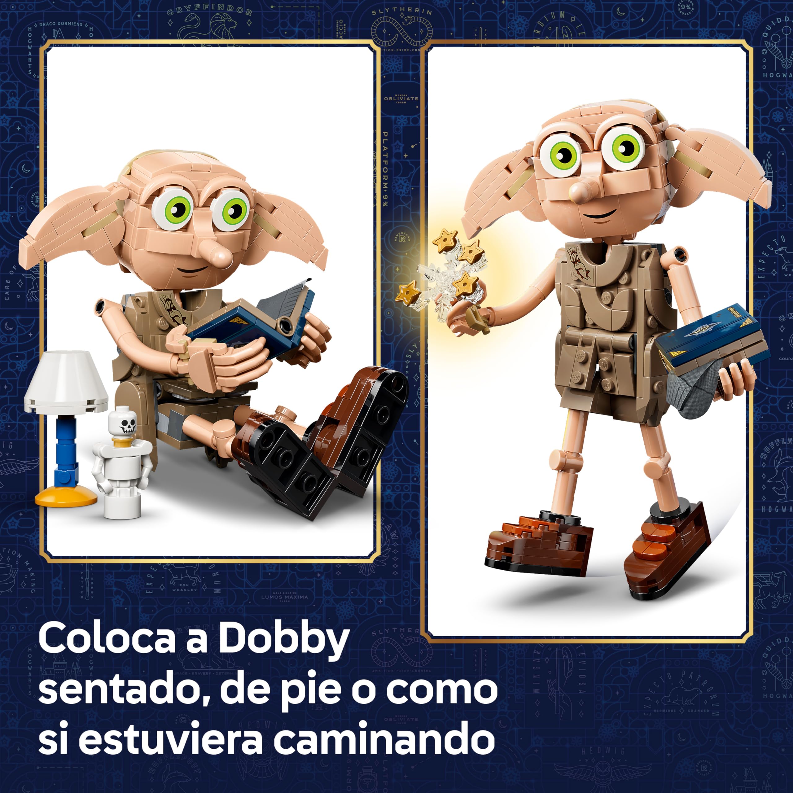 LEGO Harry Potter 2en1 Dobby el Elfo Libre de Juguete - Kit de Maquetas Transformable en Figura de Kreacher - Decoración para el Dormitorio - Regalo para Niñas, Niños y Fans de 8+ Años - 76469