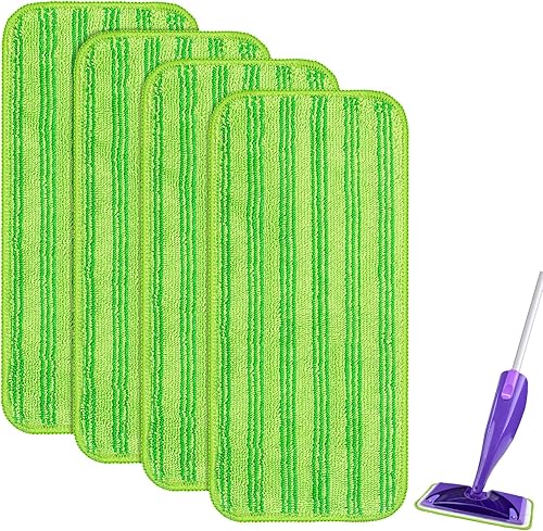 Paquete de 4 almohadillas reutilizables mejoradas para trapeador compatibles con almohadillas Swiffer WetJet, repuesto para Swiffer Wet Jet y la