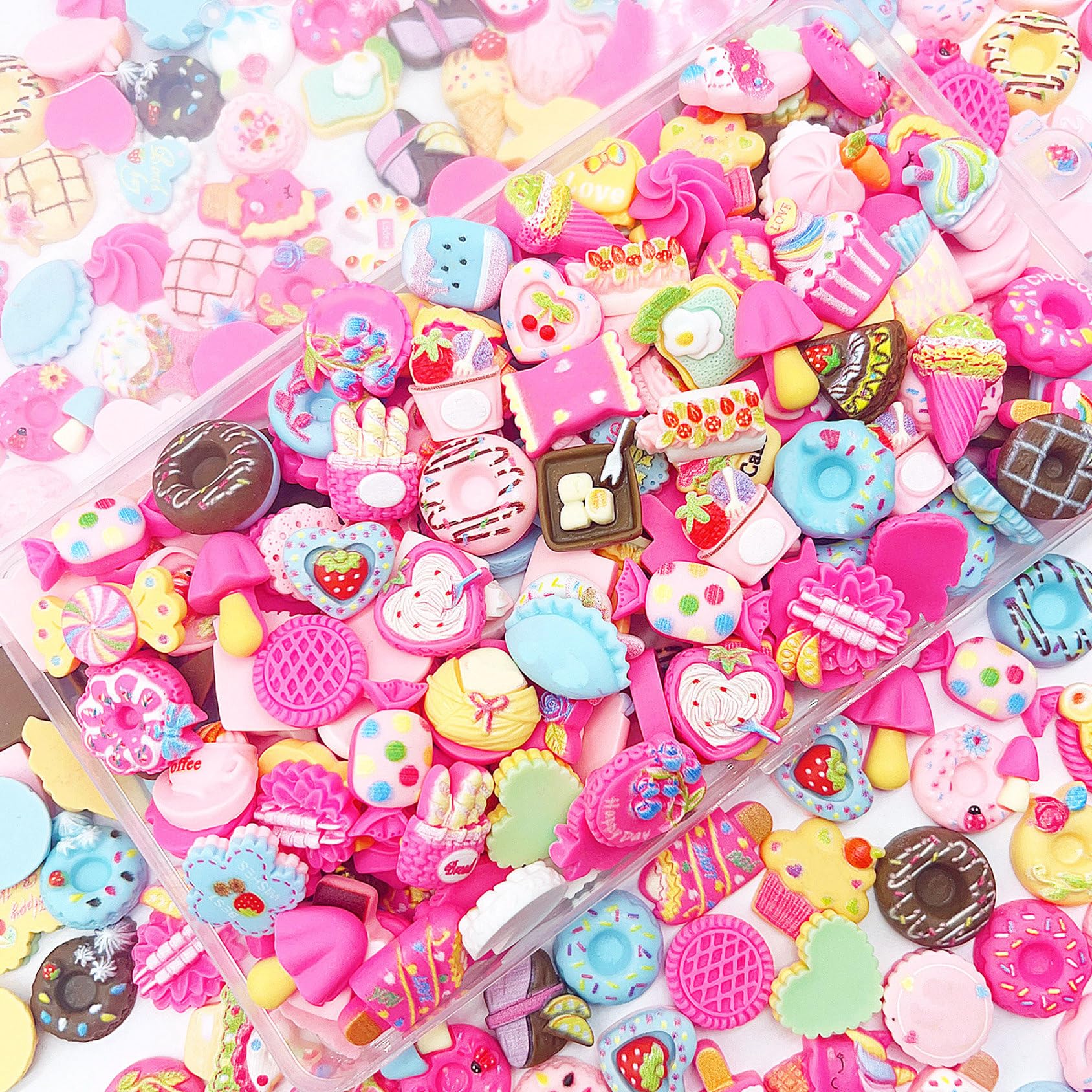 JINDUODUO ​​100Pcs Flatback Resin Slime Charms, Cute Charms for DIY Crafts, Scrapbooking (Multicolored)