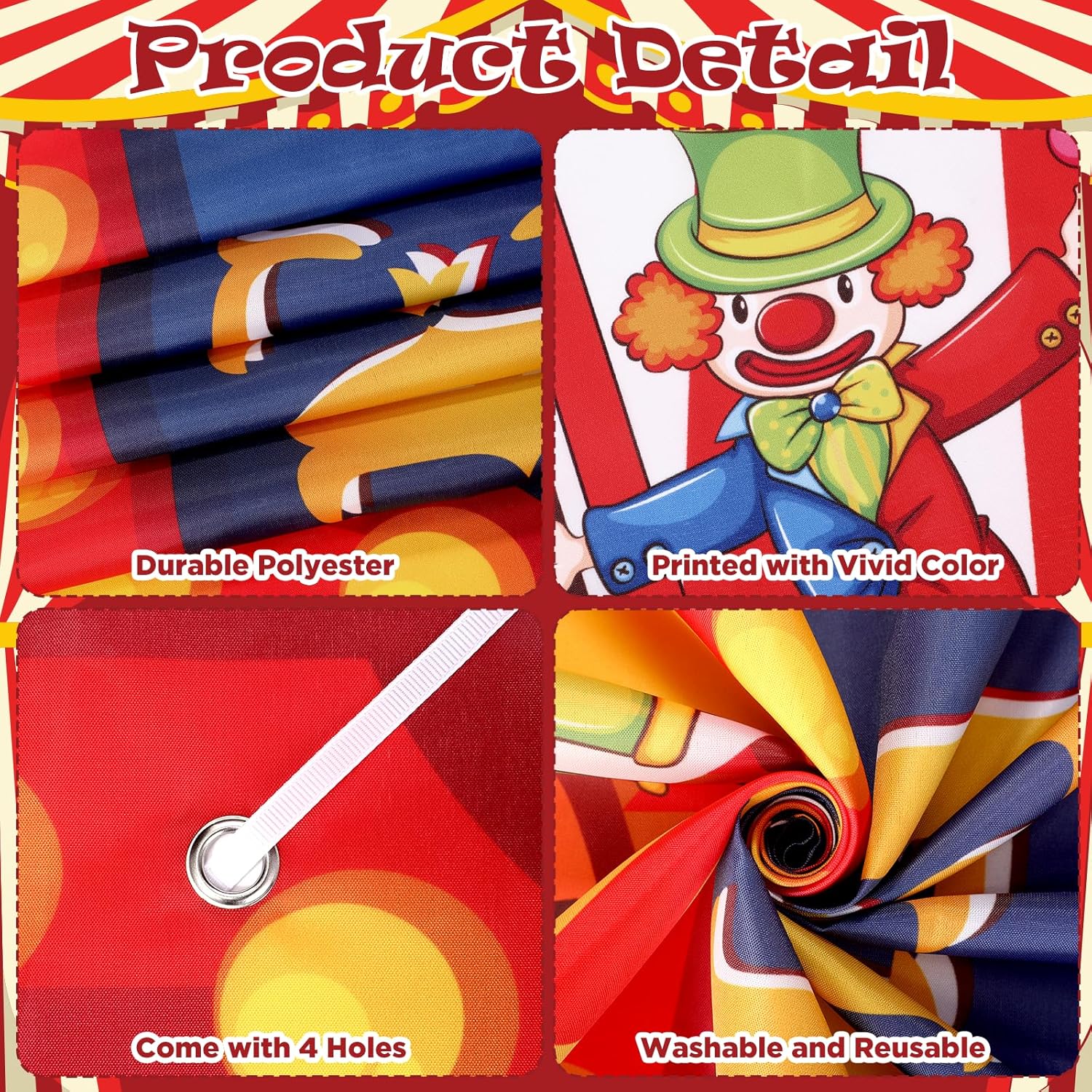 71 x 60 Inch Carnival Circus Theme Party Decorations Welcome To The Carnival Photo Banner Backdrop Background Circus Tent Ticket Photo Booth Selfie Frame for Halloween Decor Birthday Party Supplies