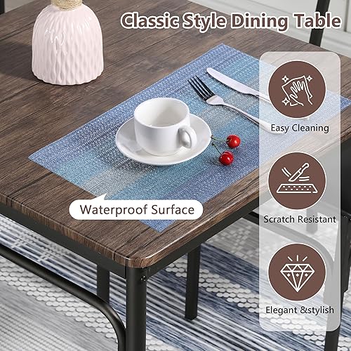 Miniatura 9 de VECELO Juego de mesa de comedor de cocina con 2 sillas para espacio pequeño, apartamento, marco de acero metálico