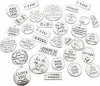 30pcs Antique Silver Inspirational Word Charms Pendants for DIY Jewelry Making - Mixed Motivational Phrases, Lead & Nickel Free Zinc Alloy