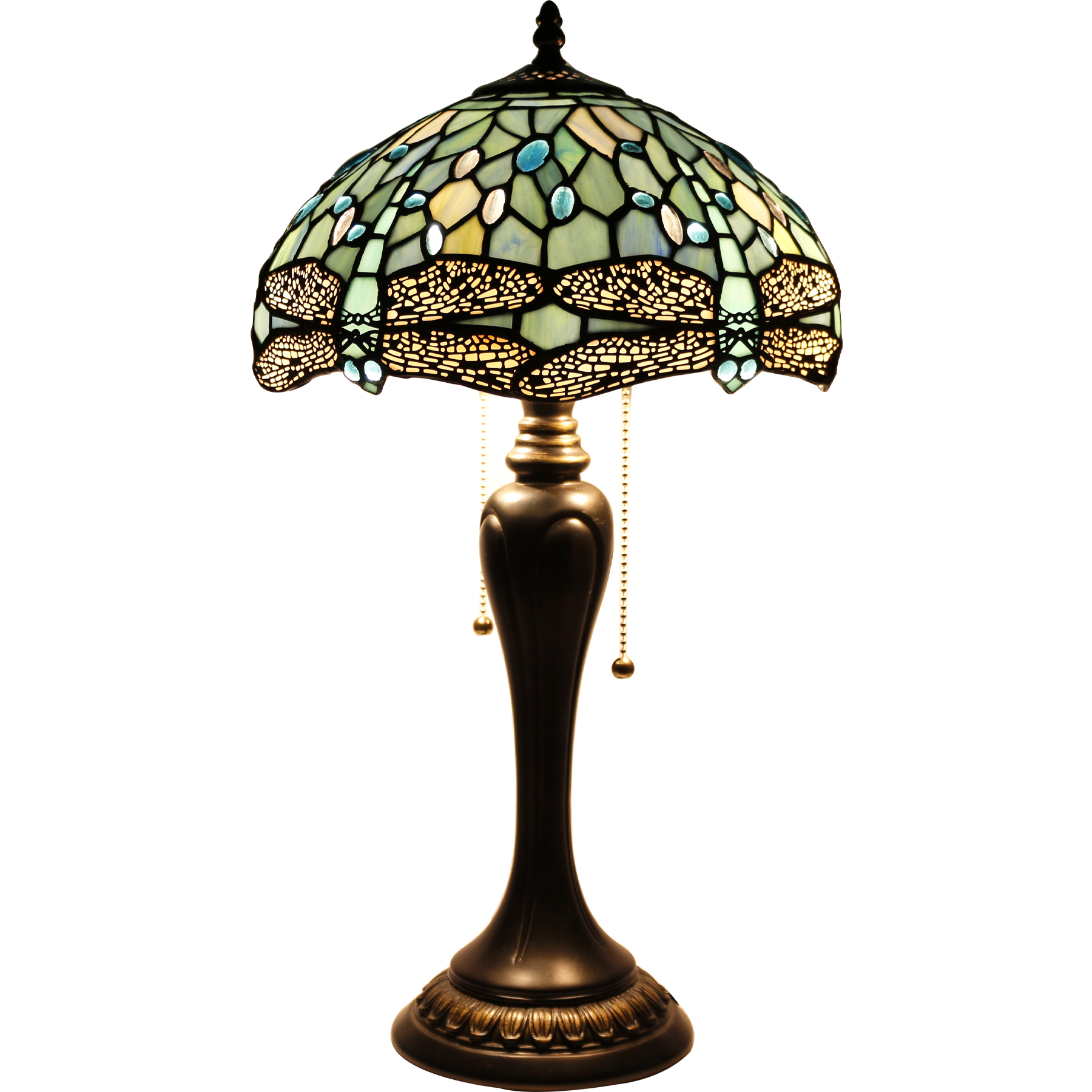 Image of WERFACTORY Tiffany Table Lamp Stained Glass Bedside Lamp Desk Reading Light