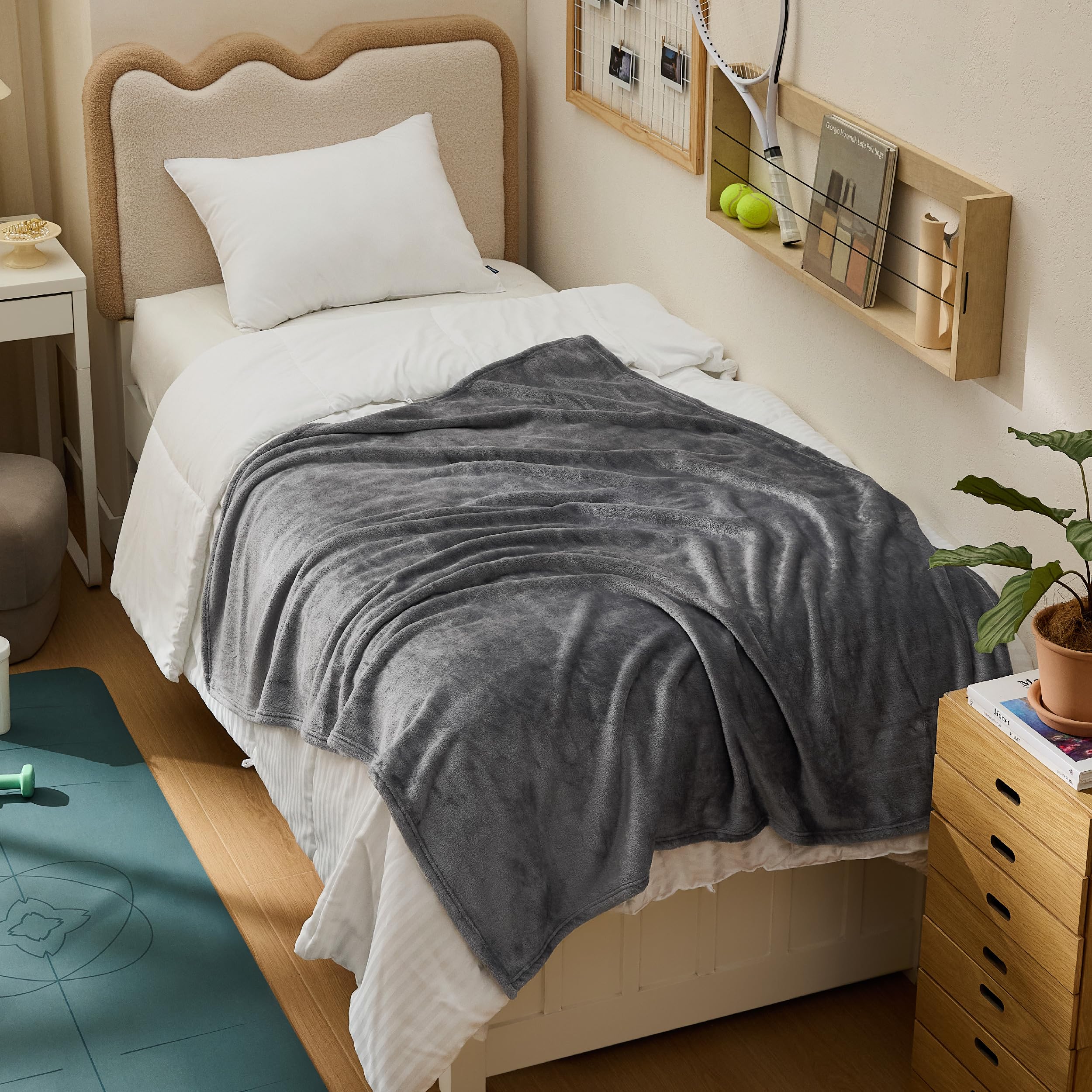 Bedsure GentleSoft Fleece Blanket Twin XL Grey