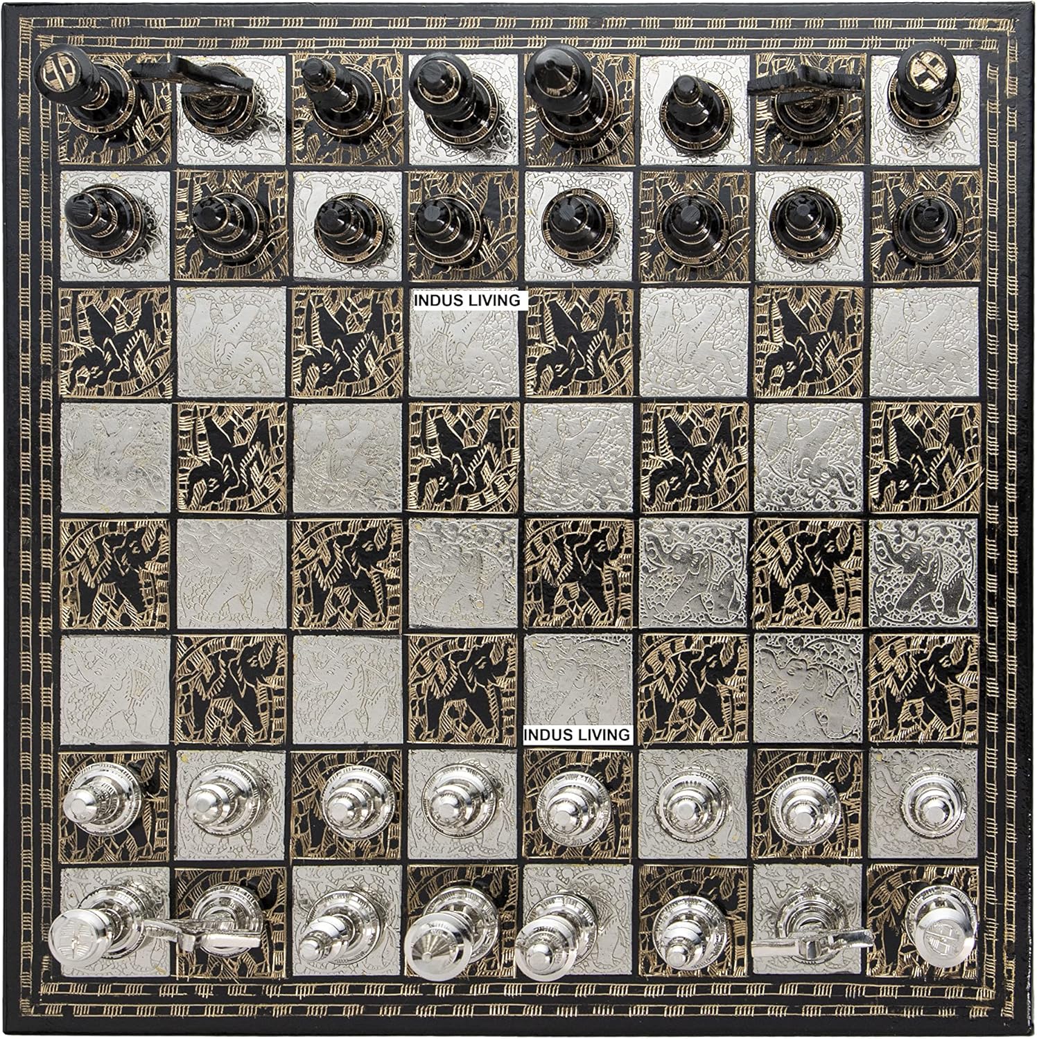 Luxury & Decorative Premium Chess Board Game Set | 12 x 12 Inches | Multicolor | Collectible & Handmade Chess Set for Professionals & Adult for Tournament/for Gifting by INDUS LIVING