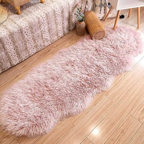 STAOLENE - Alfombra de pelo de oveja sintético suave tapete afelpado de asiento color blanco alfombra esponjosa para piso de dormitorio sofá salón 2