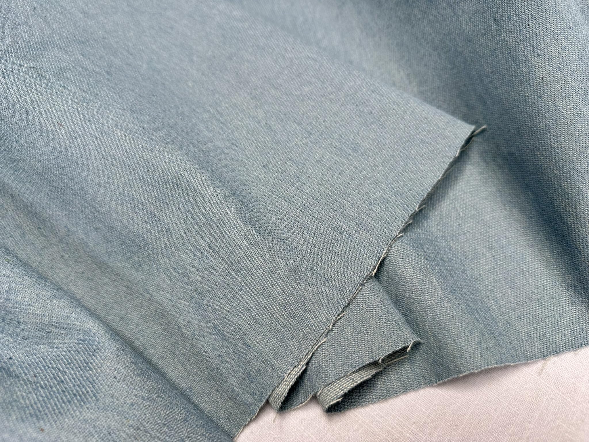 Denim Jeans Fabric Cotton Material Dressmaking Light Upholstery Dressmaking Home Decor - 180cm Wide (Light Blue, 1 Metre)