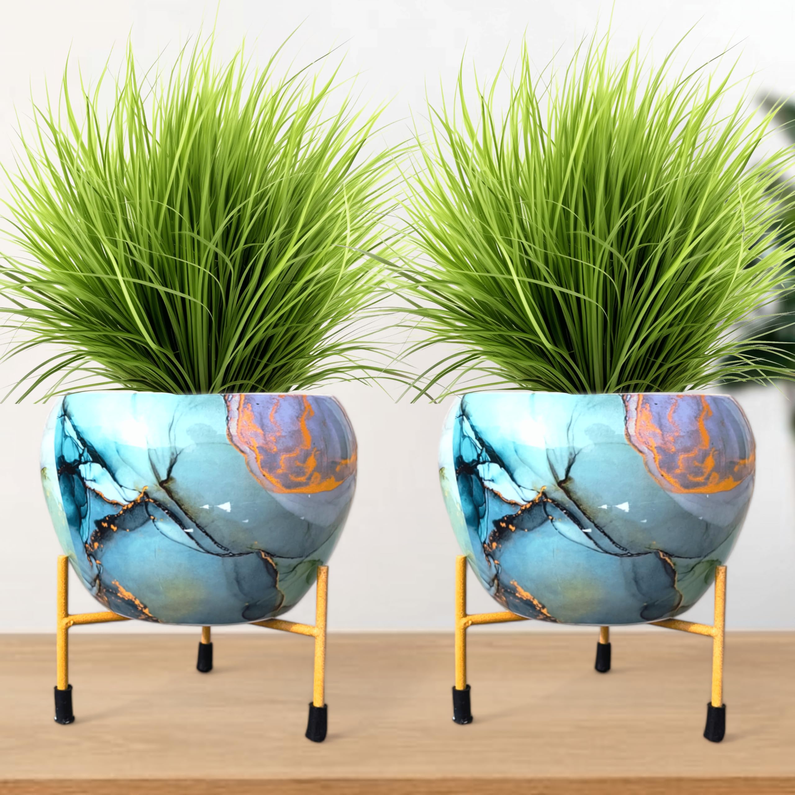 BRCN Home Metal Flower Pot Combo Planter with Stand Without Flower | Table Top Flower Pot Flower Planter for Home (5.5"×5.5"- Set of 2) (1, Multicolor) (B0D1C2FRVH) Amazon Price History, Amazon Price Tracker
