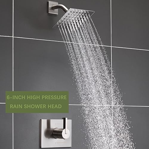 Miniatura 4 de Sistema de ducha para bañera, juego de grifo de bañera y ducha con juego de grifo de ducha de níquel cepillado de 6 pulgadas, juegos completos de