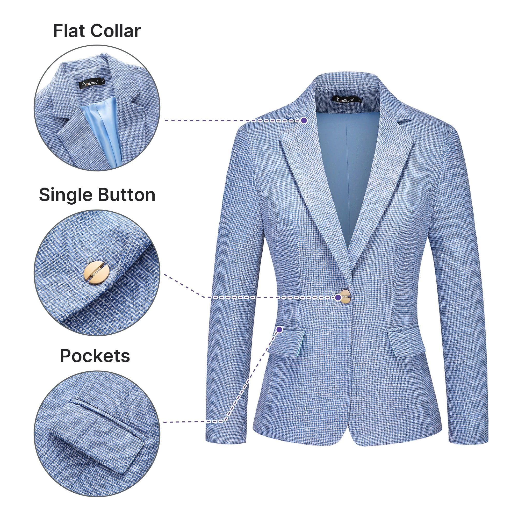 Completo da donna, set da 2 pezzi, pantaloni da lavoro, blazer pied de poule gessato