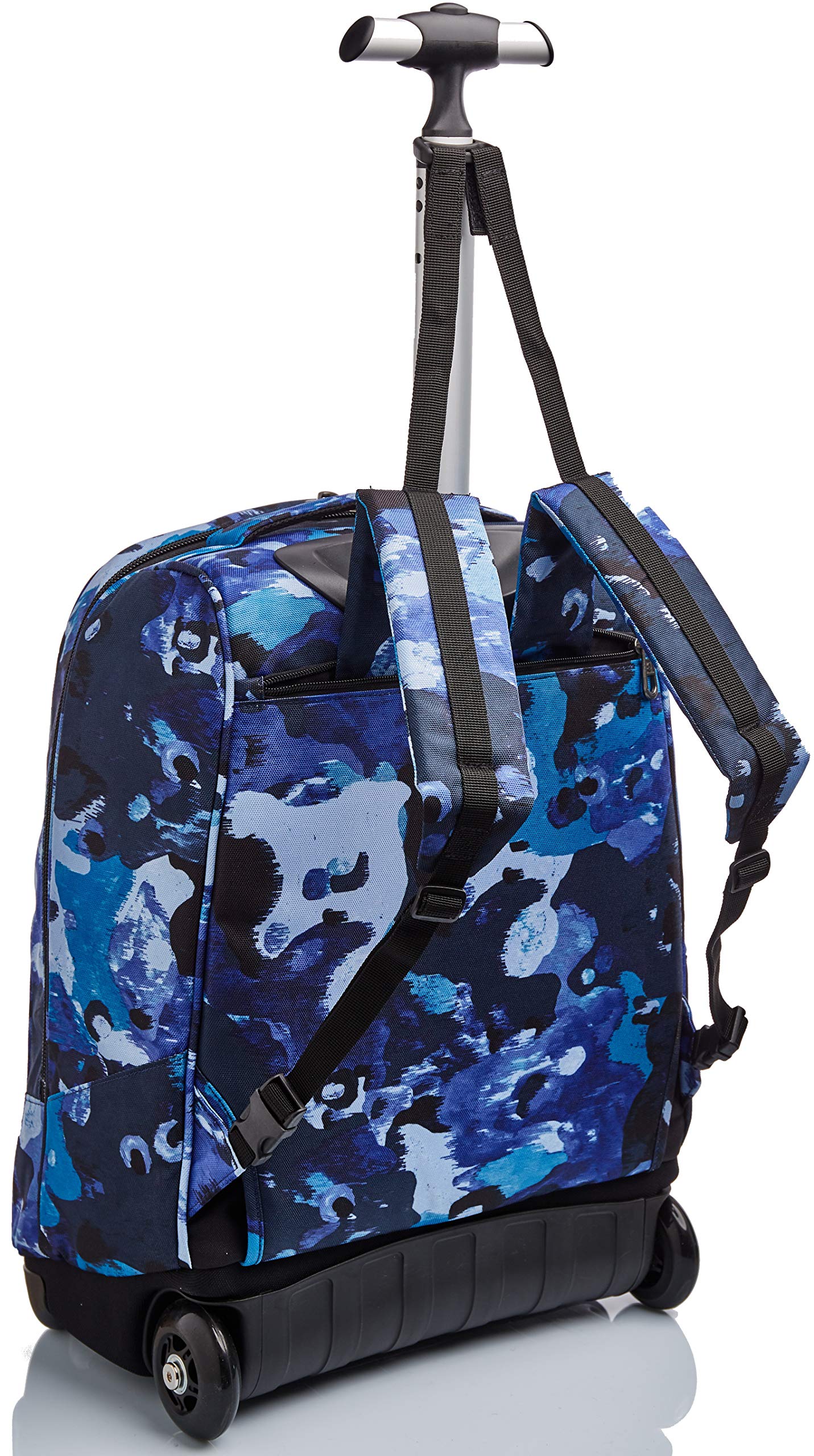 Invicta Trolley Scuola, Blu, Camo Shades, 2 in 1, Doppio Uso, Zaino con Carrello Fisso e Crossover System, Viaggio, Unisex