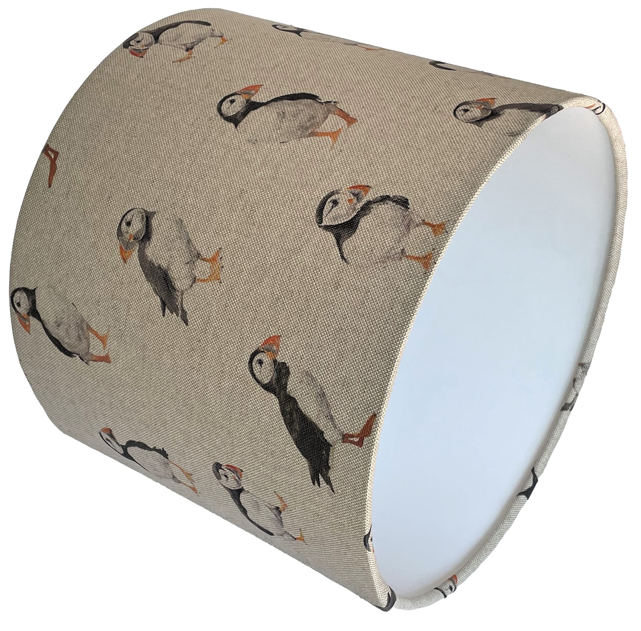 Lampshade Kings Beige Puffin Bird Lampshade Ceiling Light Shade Nautical Coastal Print Material Fabric Drum Lampshades For Table Lamps Lights