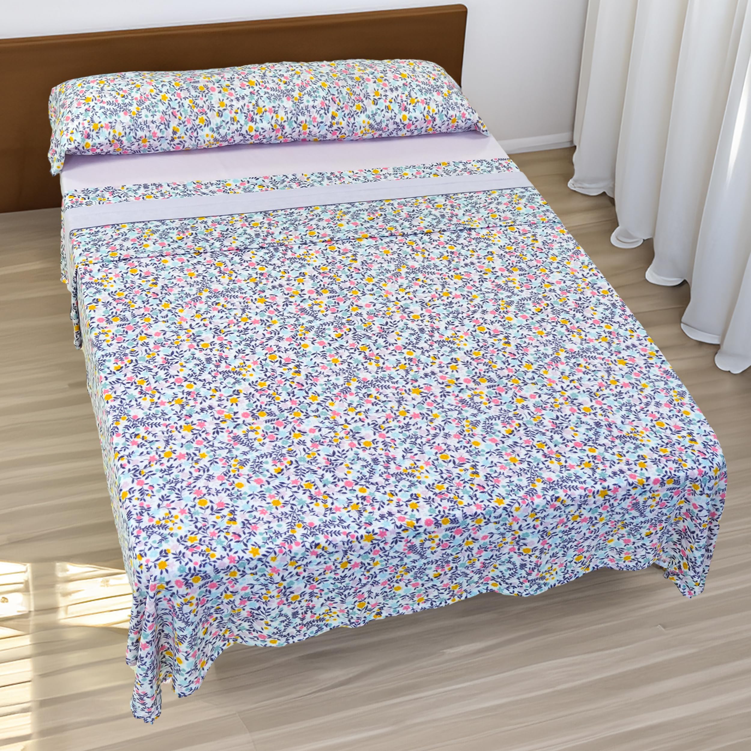 H HANSEL HOME Juego de Sábanas Termicas 3 Piezas Pirineo para Cama de 150x190cm, Sábanas Polares de Invierno Ultra Suave, Incluye Sabana Bajera + Encimera + Funda de Almohada - Flores Lila