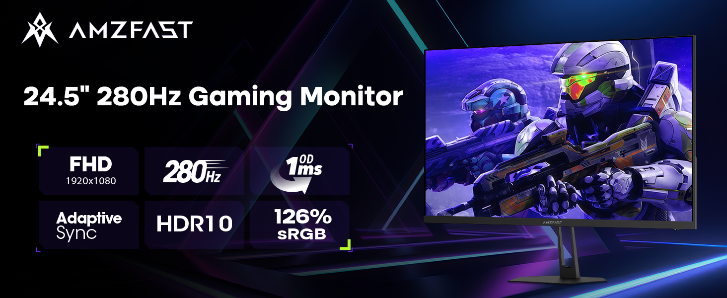 Amazon.com: Amzfast 24.5 Inch 280Hz/240Hz FHD 1080p Gaming Monitor