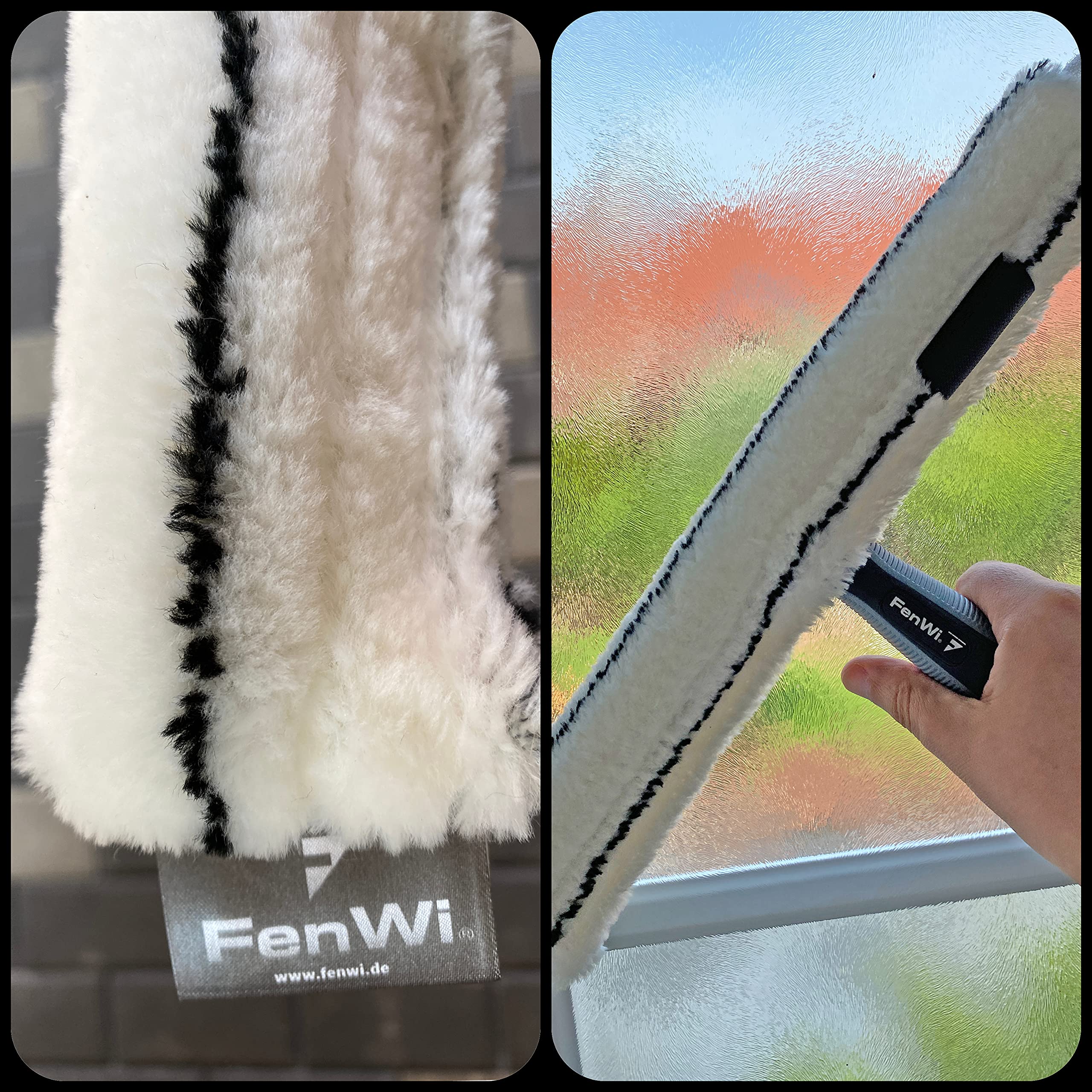 FenWi Profi Fensterwischer 50cm breit mit Mikrofaser Einwascher | Wischergriff mit 45cm Alu T-Träger, für große, breite Flächen, Glasreinigung