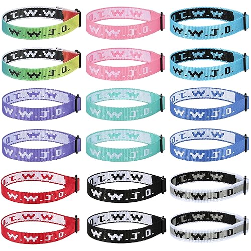 18PCS WWJD Christian Bracelet Pack for Women Men, Jesus Gifts