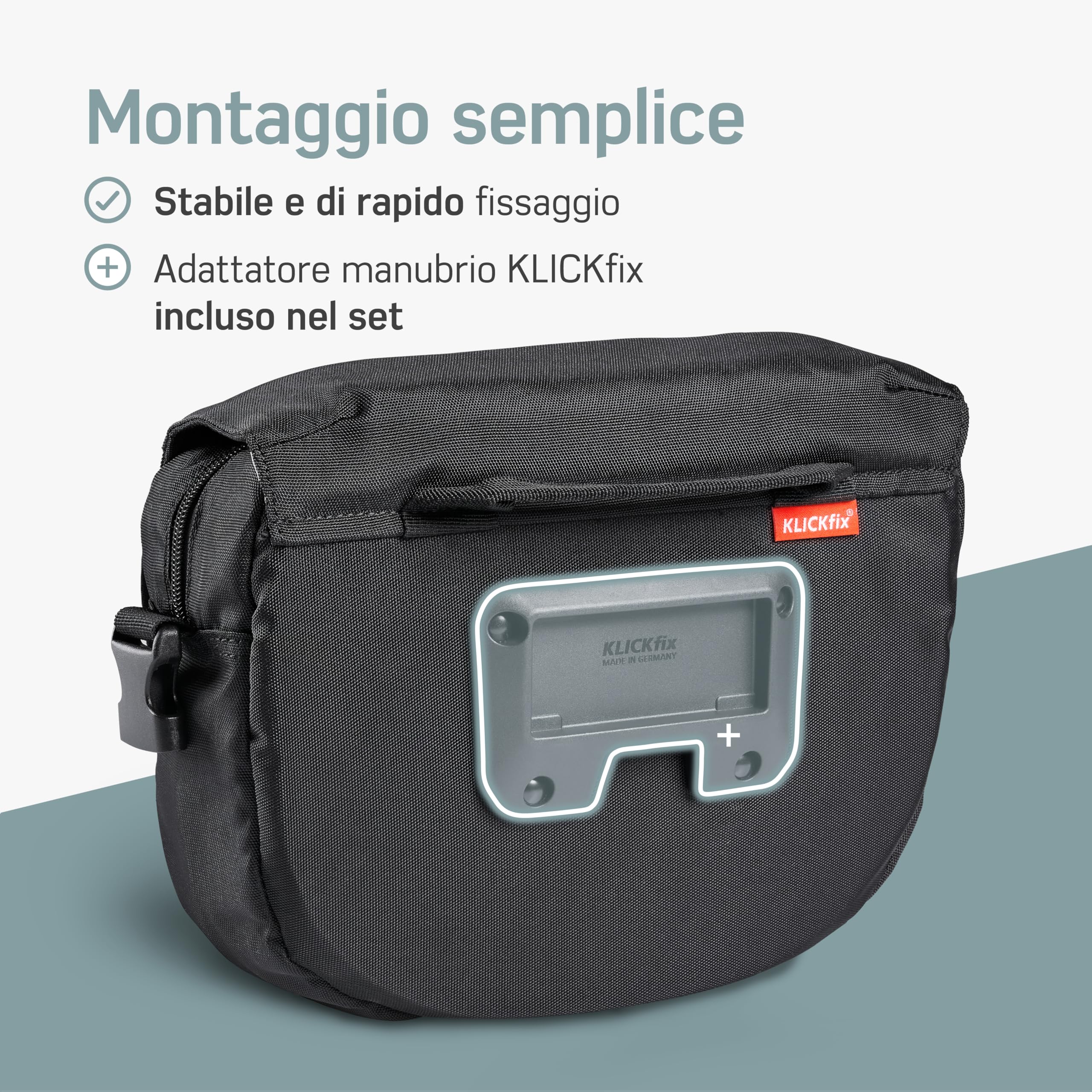 Borgen KLICKfix Borsa per manubrio bicicletta – Idrorepellente e capiente borsa per manubrio bicicletta 5 L – Borsa per manubrio bicicletta