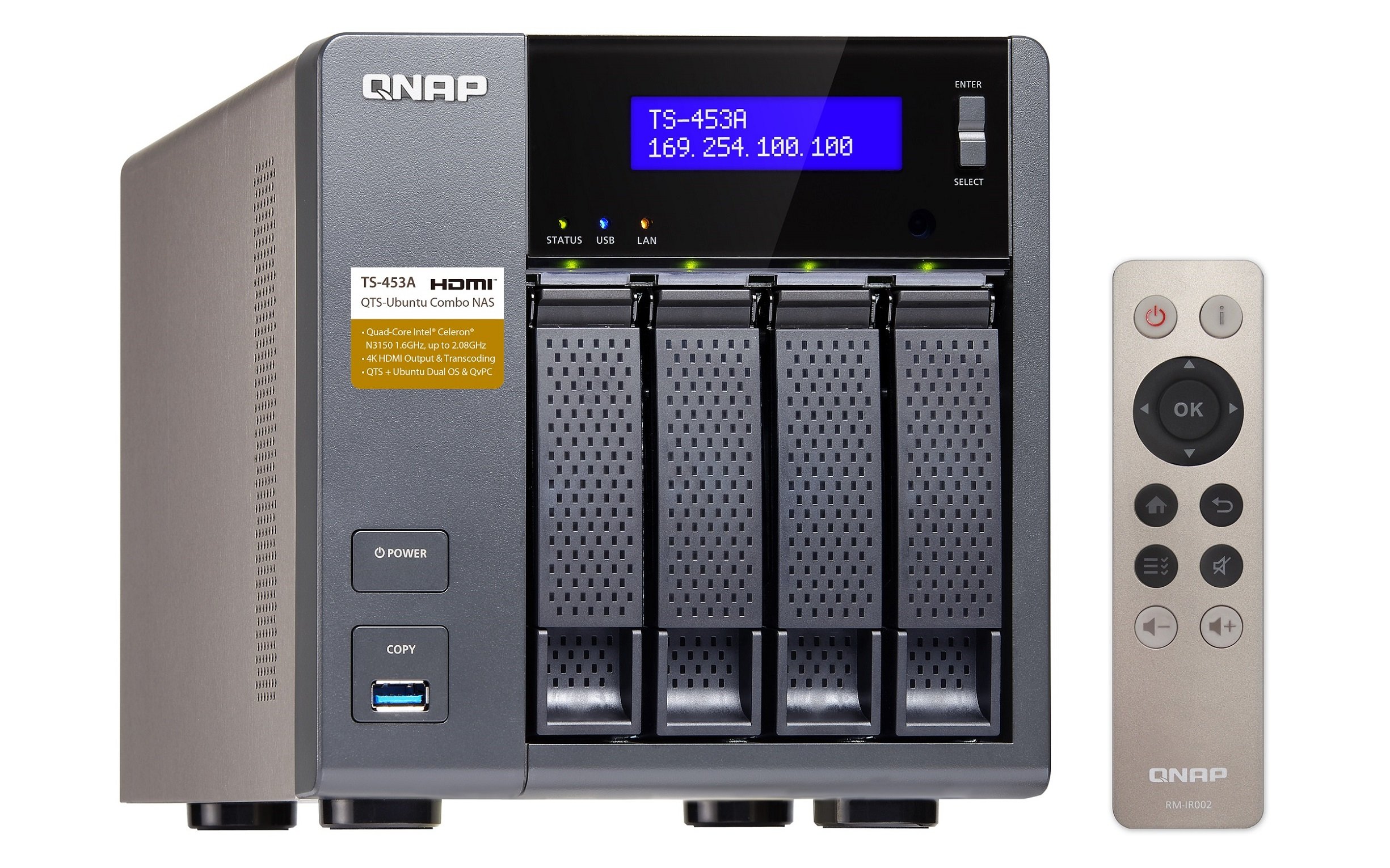 QNAP TS-453A-8G 4 Bay NAS de bureau Boîtier avec 8 Go de RAM