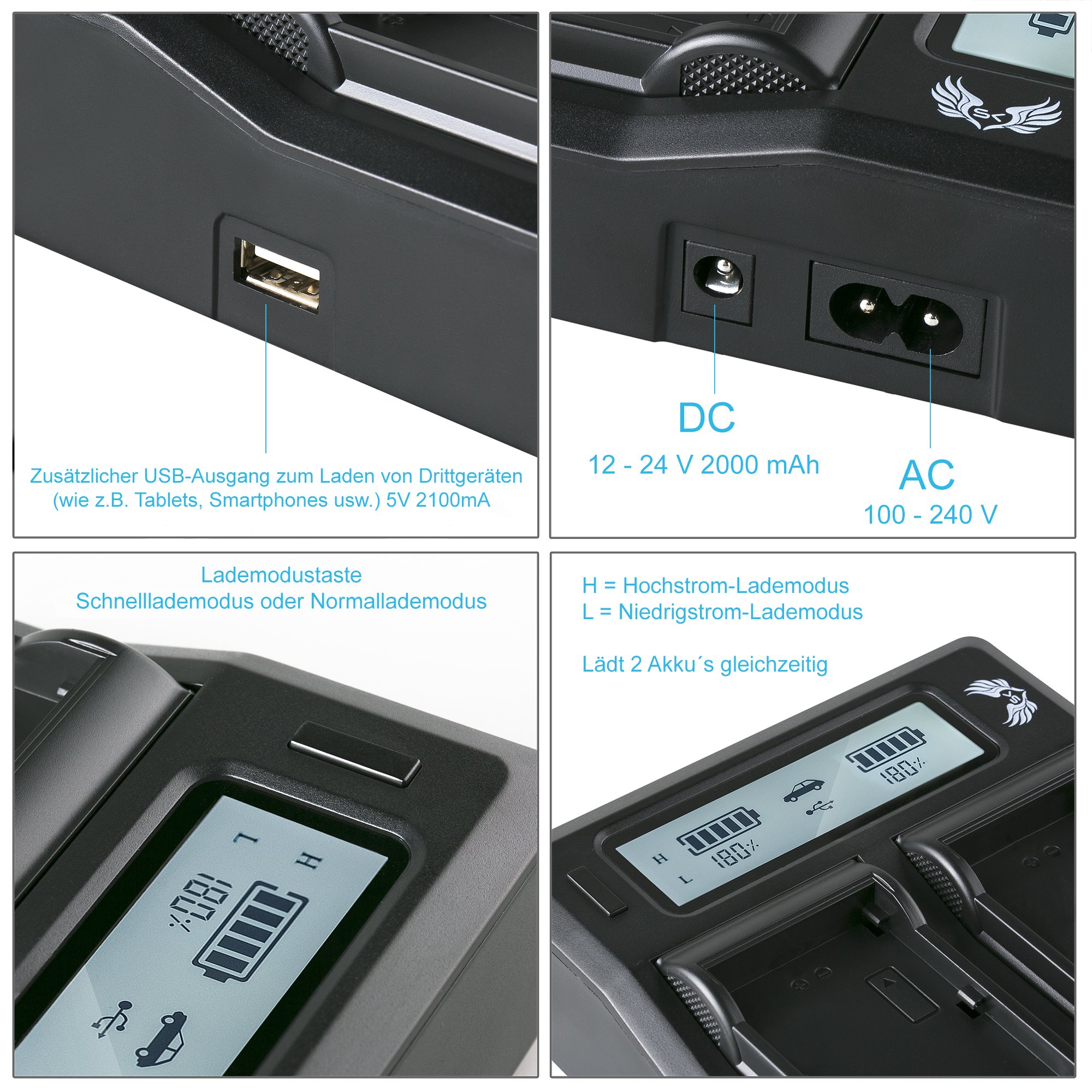 SK LCD Dual Doppel Akku Ladegerät für Canon BP-808 BP-809 BP-819 BP-820 BP-827 BP-828 passend zu Canon Legria HF G10 G20 G25 G30 G40 und weitere