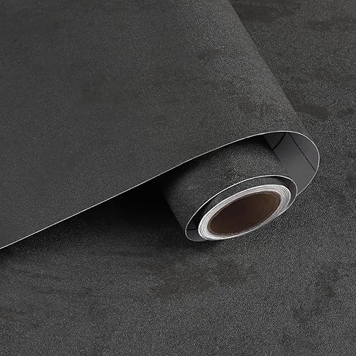 VaryPaper Papel tapiz de hormigón negro y gris oscuro, papel tapiz de cemento texturizado para dormitorio, extraíble, impermeable, papel de contacto