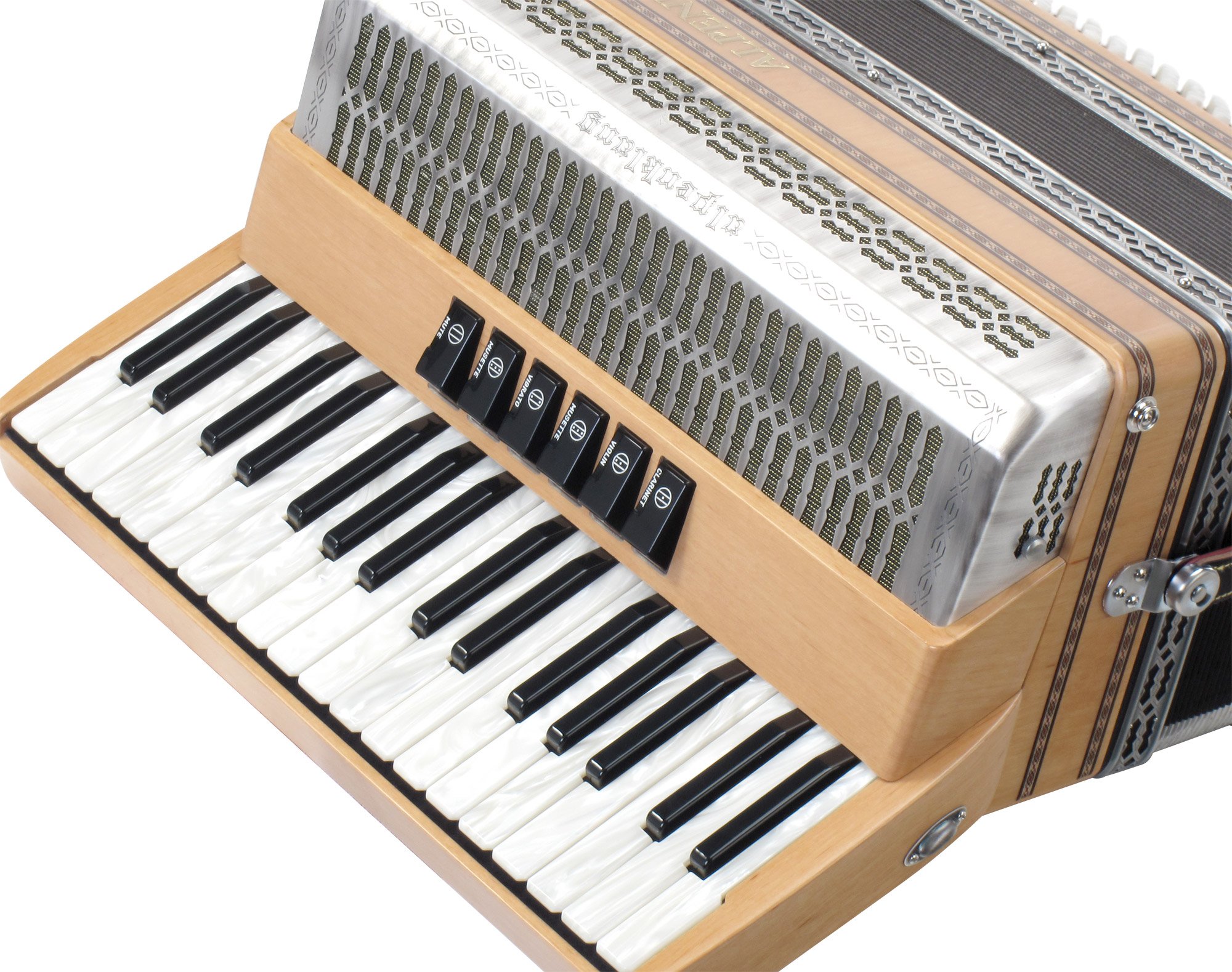 Alpenklang Pro Akkordeon III 96 (Tasten-Steirische, 34 Diskant-Tasten, 96 Bässe, Helikon-Bässe, weißer Balg) Erle