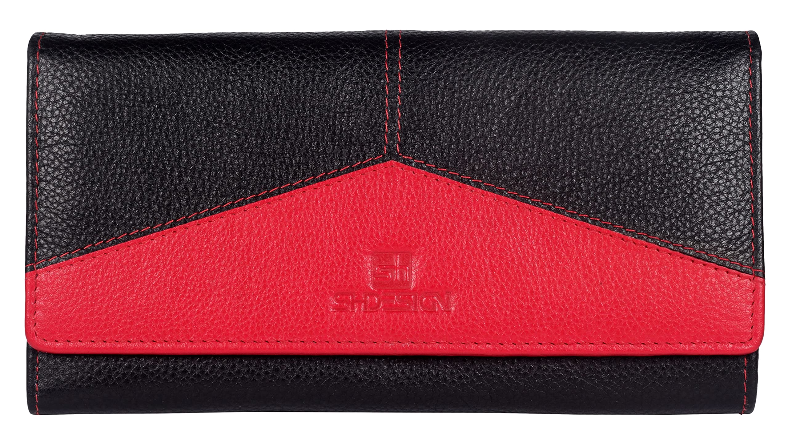 Naomi Black/Red Women's and Girl's Genuine Leather Wallet/Purse/Clutch-image-1