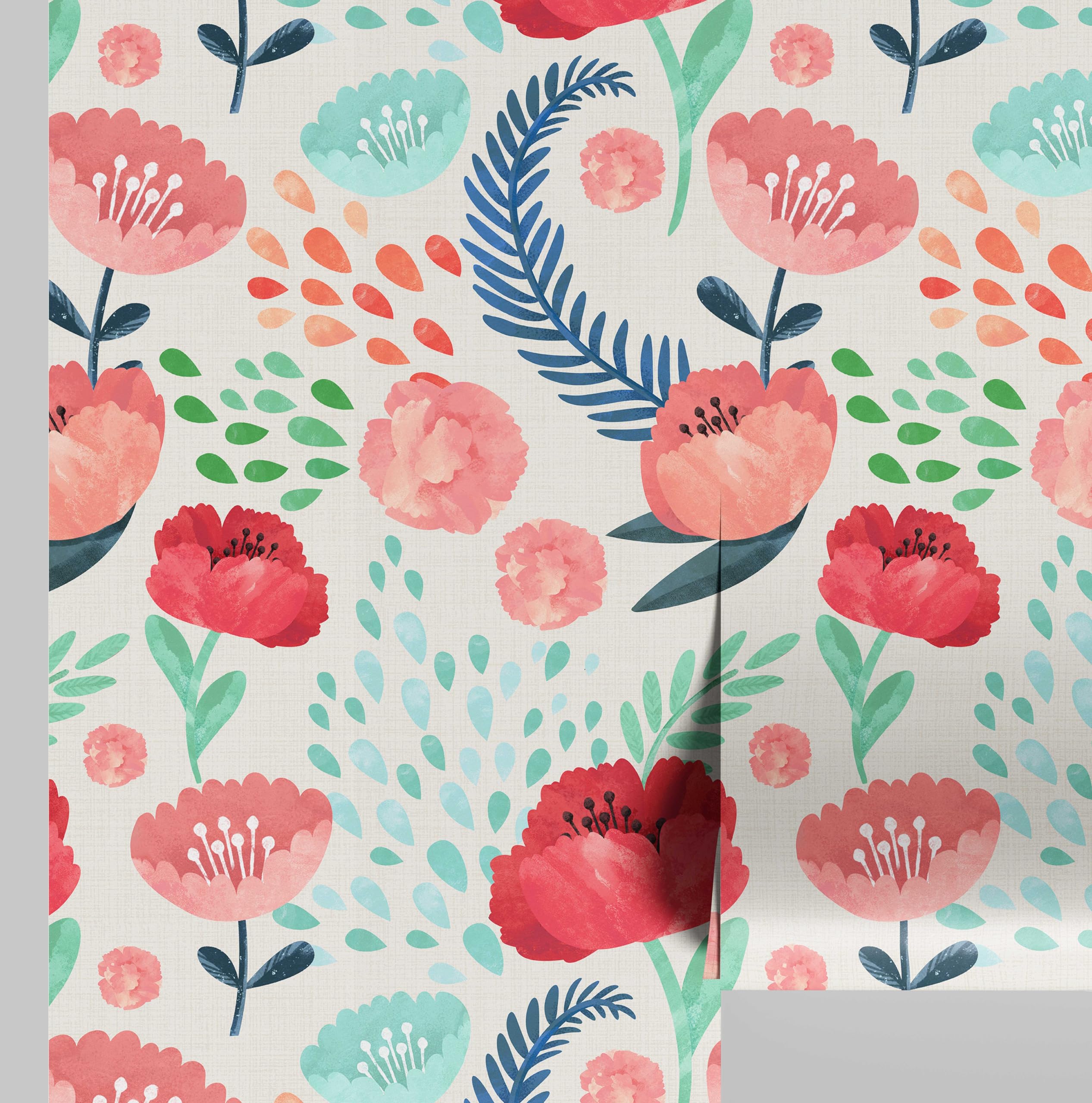 Vinyle texturé imperméable S4Sassy papier peint floral autocollant et amovible