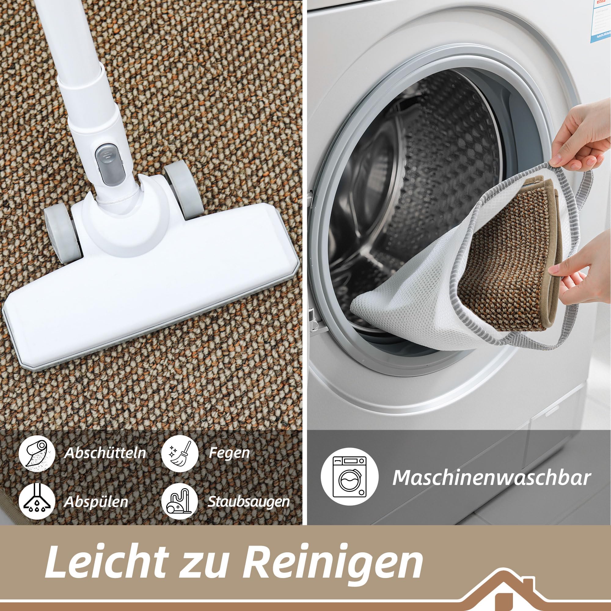BEQHAUSE küchenteppich, Waschbar, TPR rutschfest, 60x89cm+60x152cm, Beige
