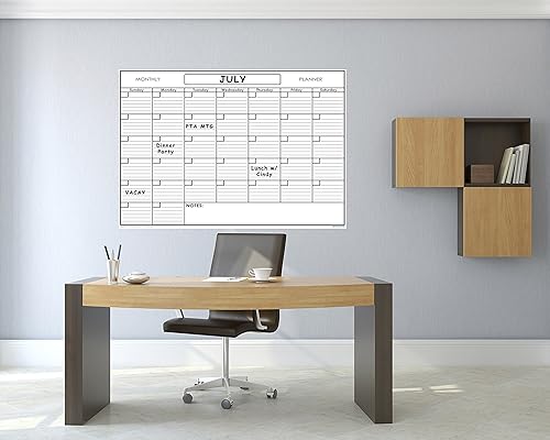 Miniatura 5 de Calendario de pared SwiftGlimpse blanco reusable para un mes, Se borra con paño húmedo, Planificador laminado de pared