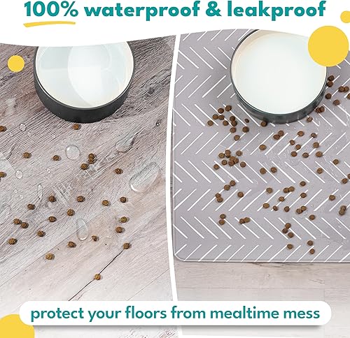 Miniatura 52 de NALALAS Tapete grande para alimentos y agua, tapete de alimentación para gatos Tapete grande impermeable para perros Tapete antideslizante