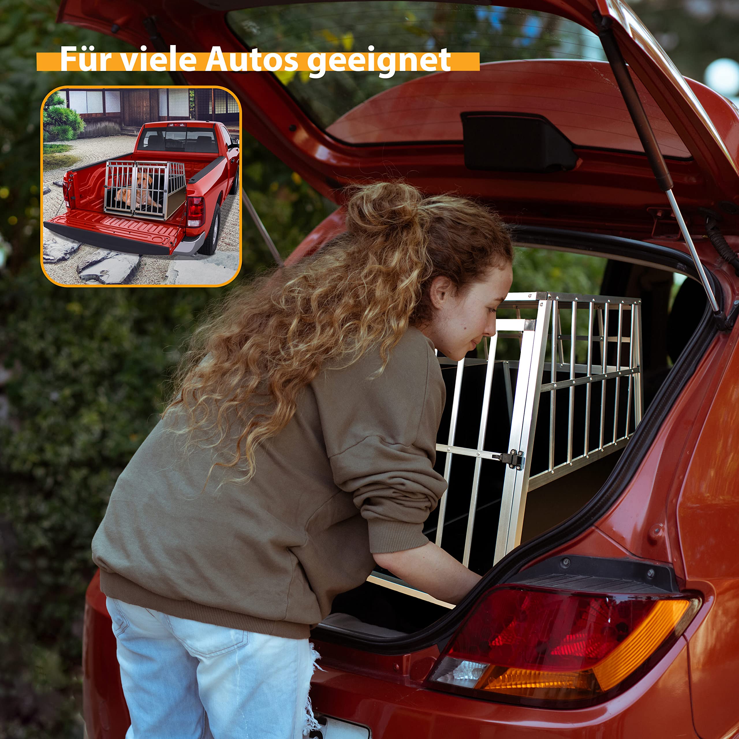 Merschbrock Trade GmbH Transportín XL para el coche, caja de viaje para perros, jaula de transporte