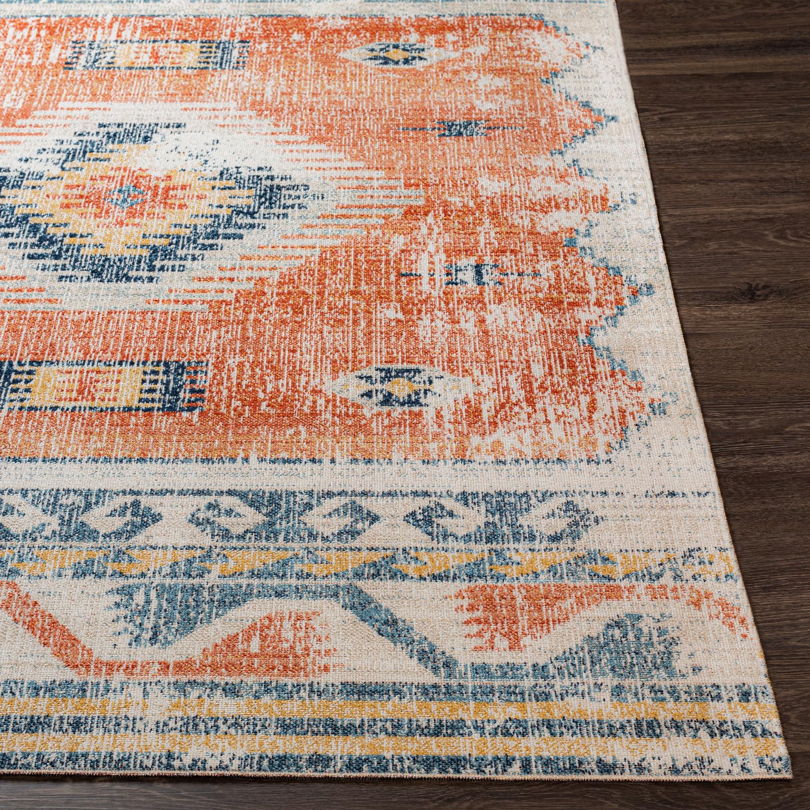 Livabliss Nawel Lusaka Tapis d’extérieur 200x275 cm – Rouille, Bleu, Bohème