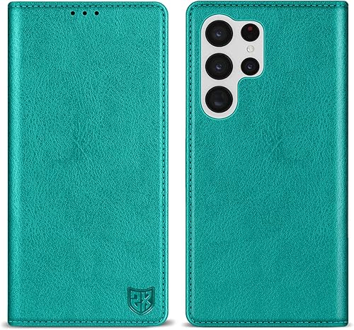 Miniatura 8 de ZZXX Funda tipo cartera para Samsung Galaxy S22 Ultra con bloqueo RFID, soporte de ranura para tarjetas, funda protectora de cuero magnético fuerte