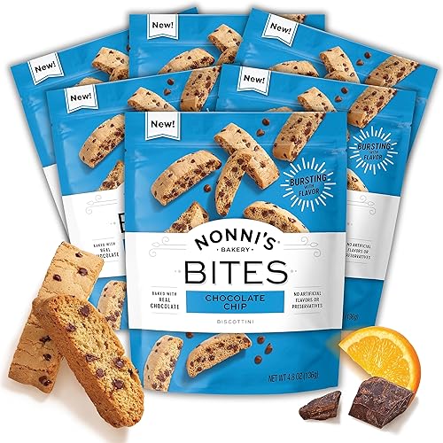 Nonni's Biscotti Style Bite - Bocaditos crujientes de galletas crujientes dos veces horneados, kosher, 4.8 onzas, biscottini con chispas de
