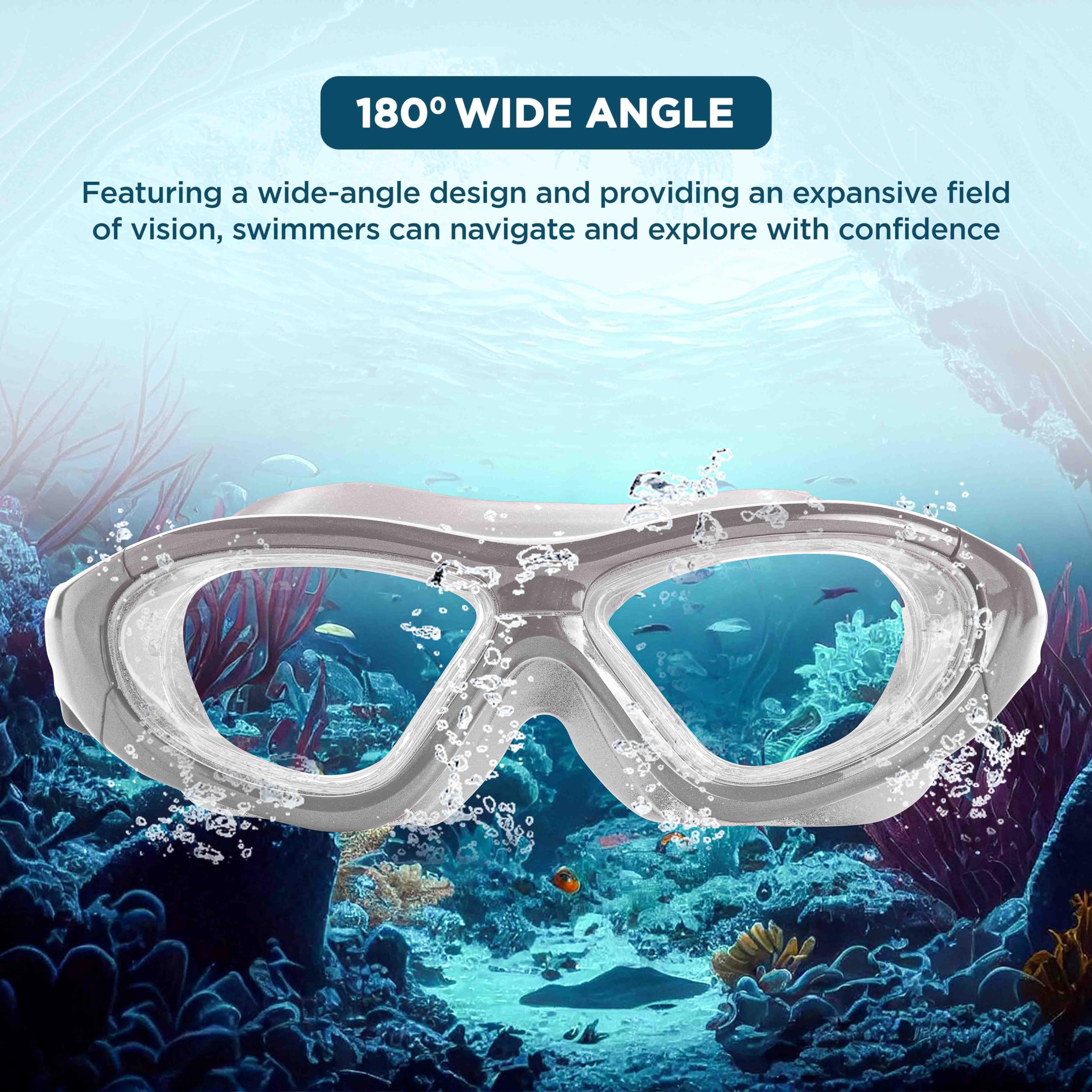 Endless EL1007 Lunettes De Natation Premium – Anti-Buée, Anti-UV, Joint Silicone Étanche, Vision Grand Angle 180°, Étui Rigide Inclus