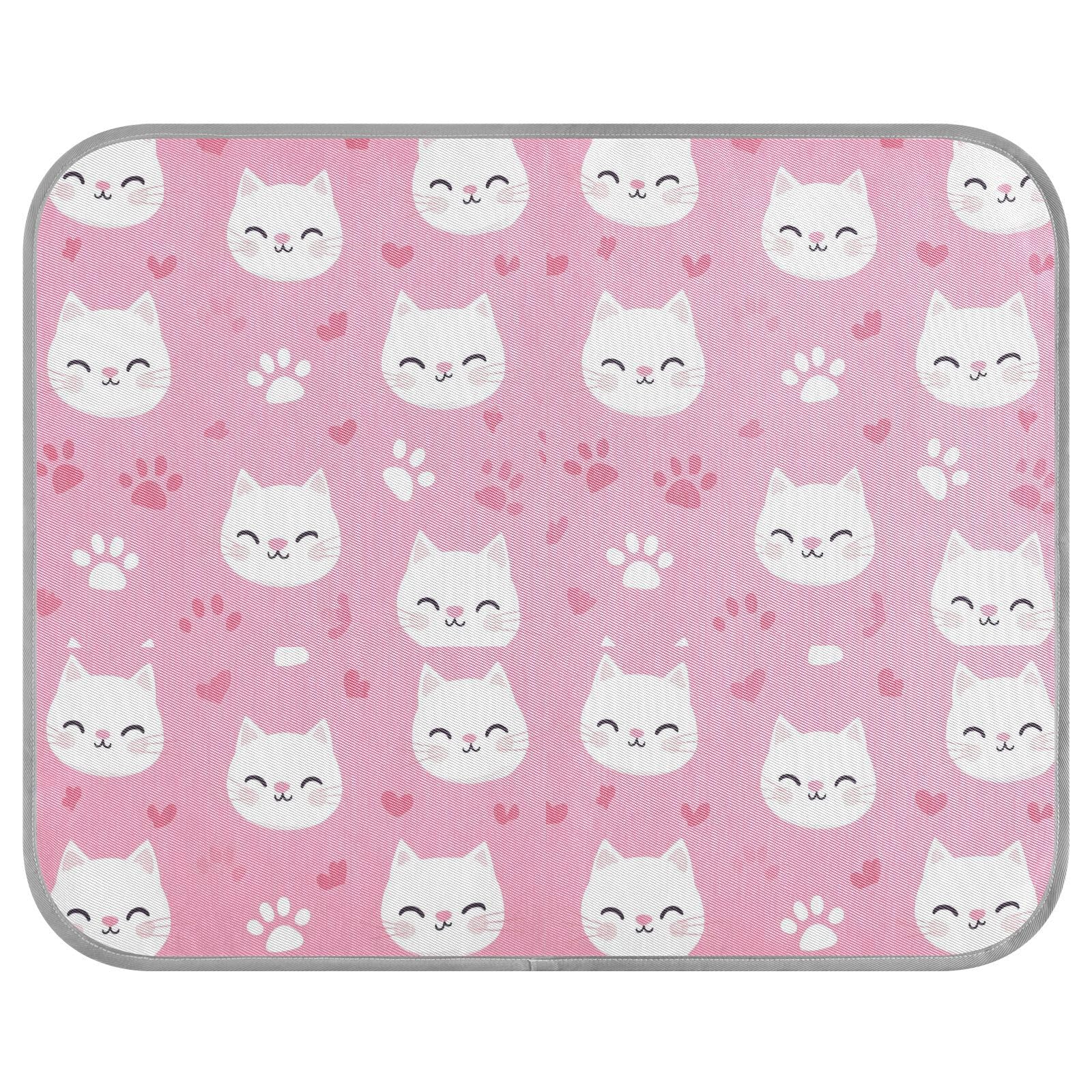 siphylline Cartoon Cute White Cat Summer Cooling mat Gel Self Cooling Bed for Outdoor Cats for Chicken Cozy Sleeping Cordless tapete refrescante para mascotas S