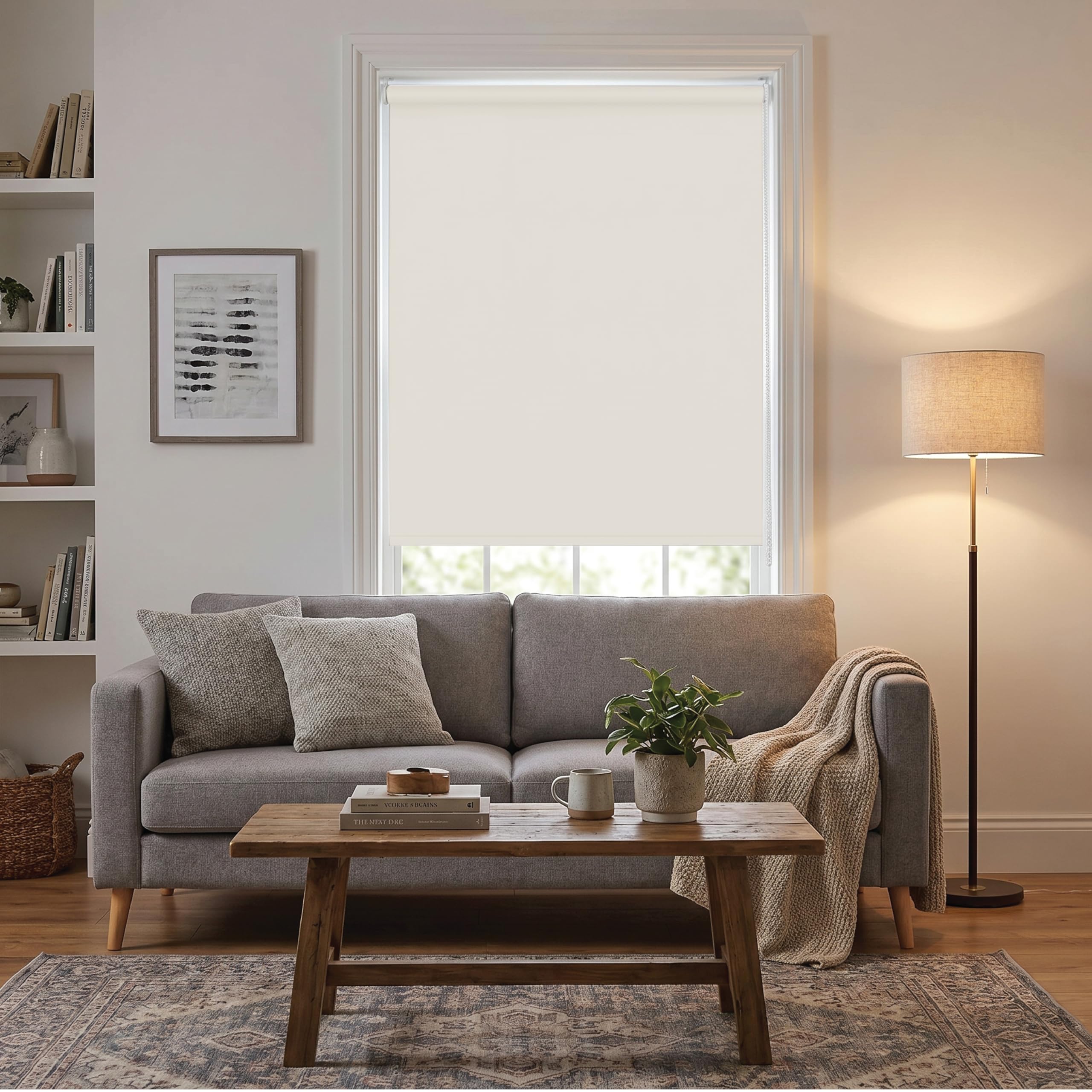 J.Din Thermal Insulated Blackout Roller Blind Cream, W 115cm x L 210cm