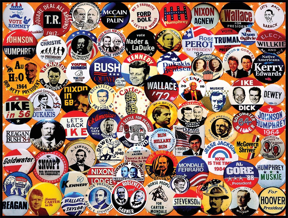 White Mountain Puzzles Campaign Buttons Jigsaw Puzzle (1000 Piece)