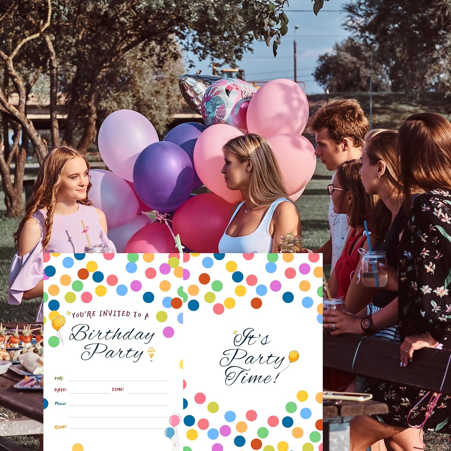 16 Birthday Party Invitation Cards with Envelopes,Uniquely Designed Birthday Cards for Children,Men, Women and Kids (Polka Dots)