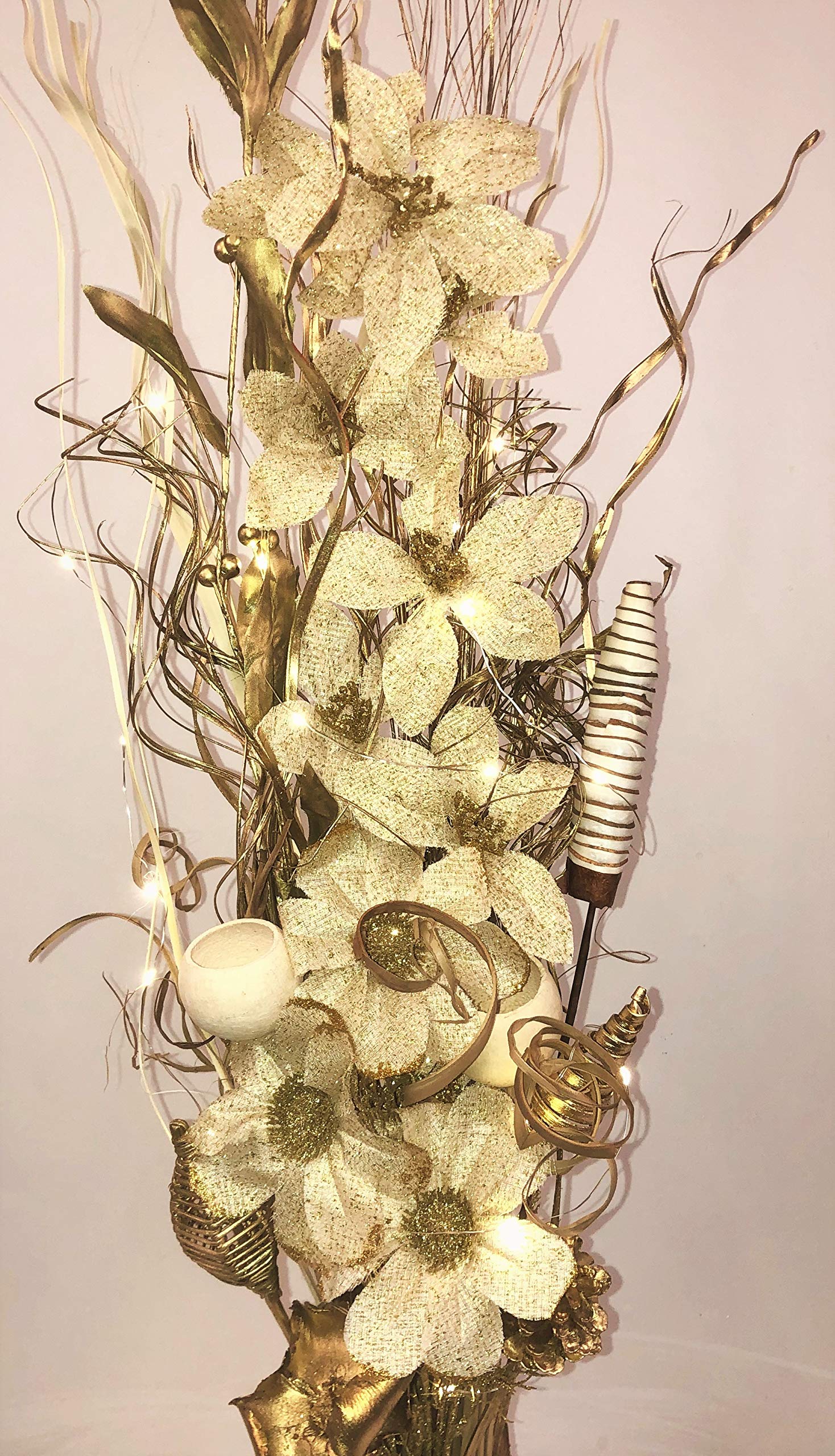 Link Products 100 Cm Cream & Gold Bouquet With 20 Led Lights no vase included