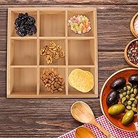 Vista 7 de Hemoton Bandeja de 9 compartimentos para servir plato de partición de 11.81 x 11.81 x 1.96 pulgadas, bandeja multirejilla para ollas calientes