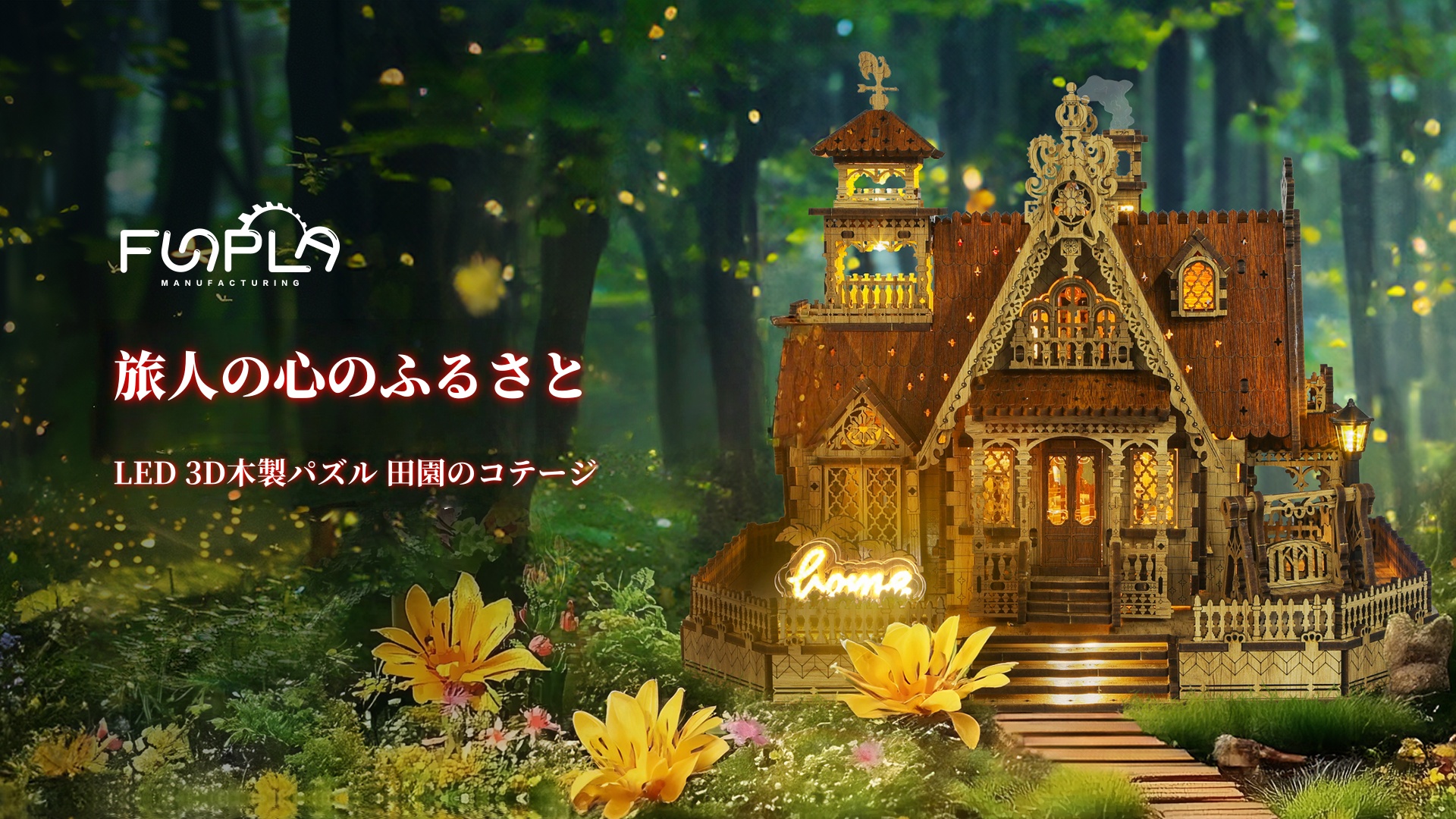 Amazon | FUNPOLA 3Dパズル 木製パズル 木の模型 田園のコテージ