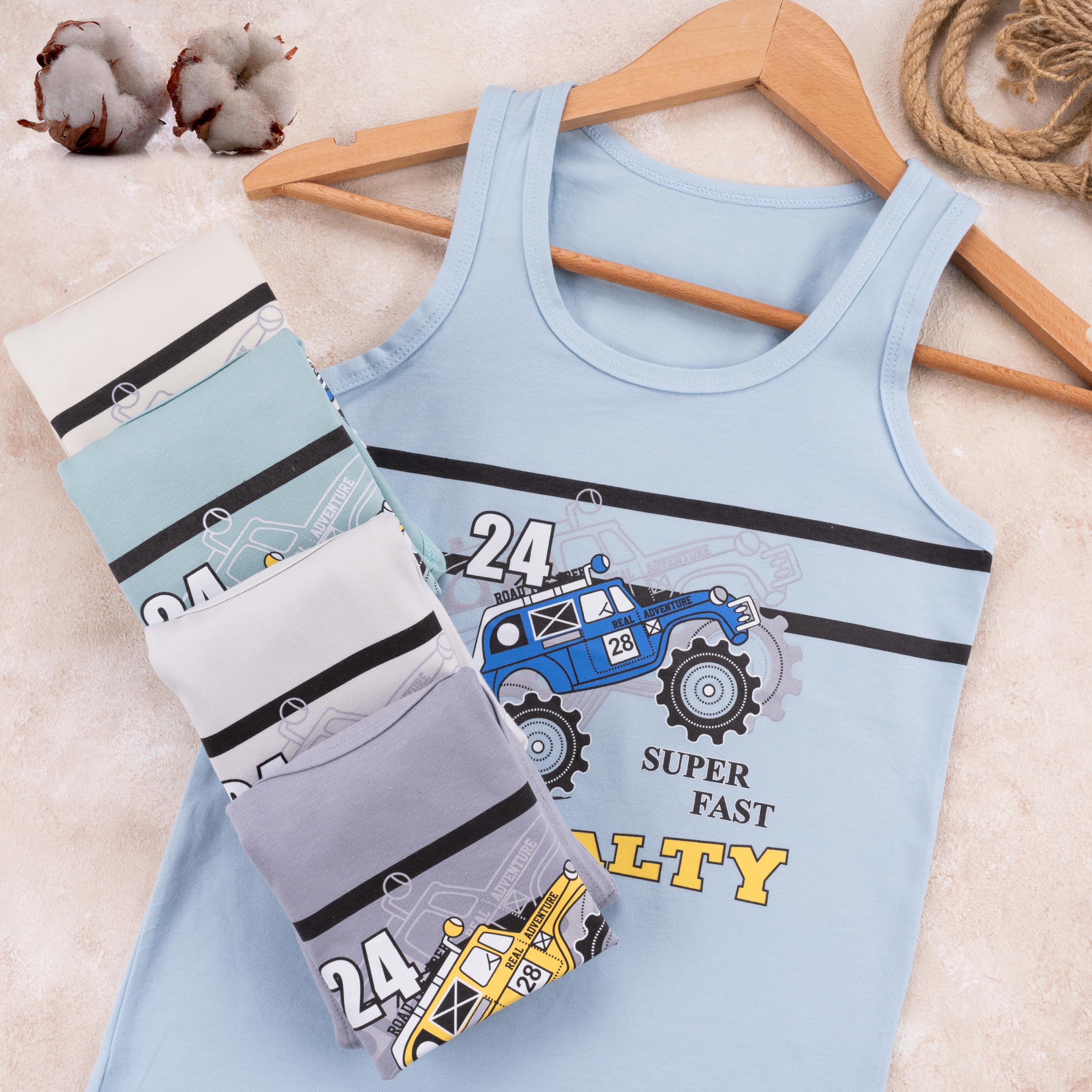 LOREZA ® 5 Débardeur Maillot de Corps sous-vêtements pour garçons en Coton