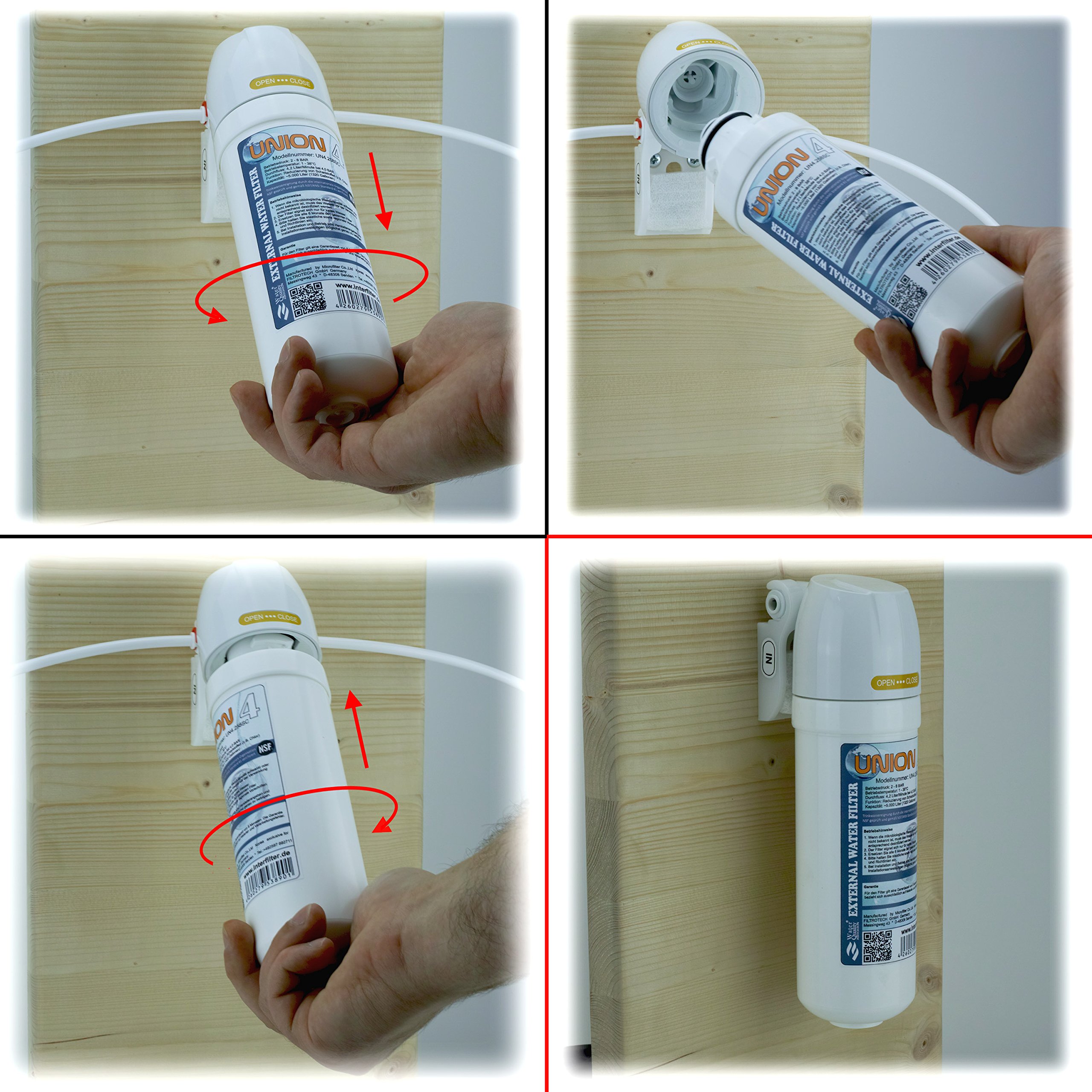 Ersatzkartusche für Wasserfilter "Union 4" Externer Kühlschrankfilter für SbS Kühlschrank. Filter Pack ohne Kopf (2-er Pack)